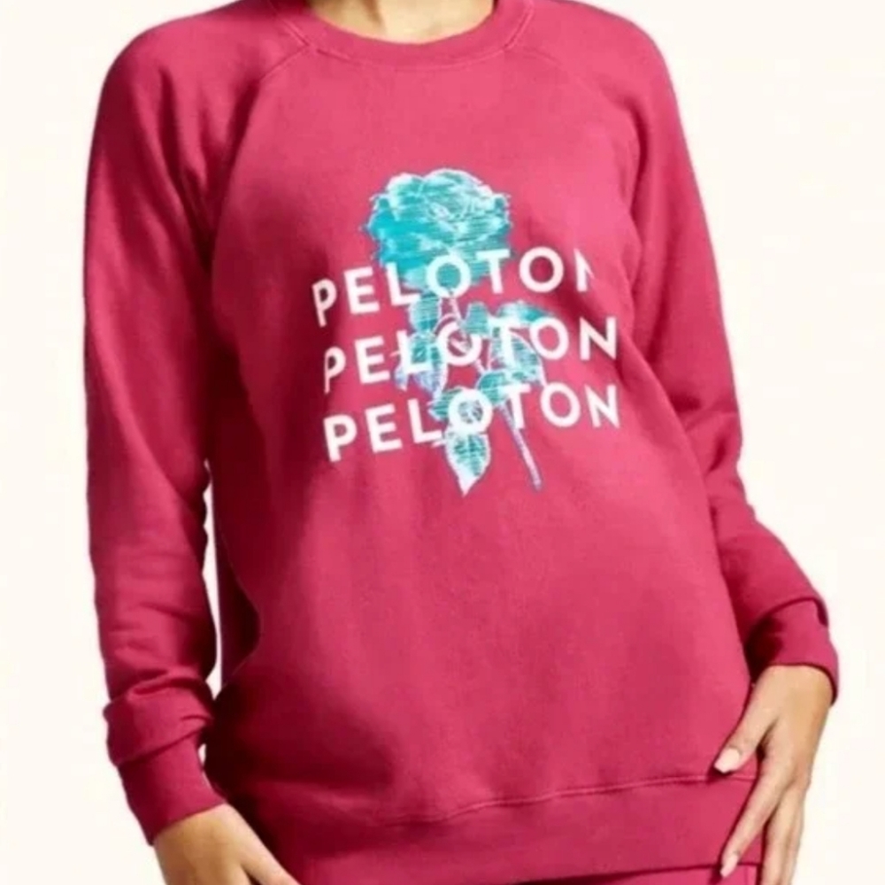 Peloton fuchsia oversized crew neck sweater Womans size medium - Picture 1 of 5